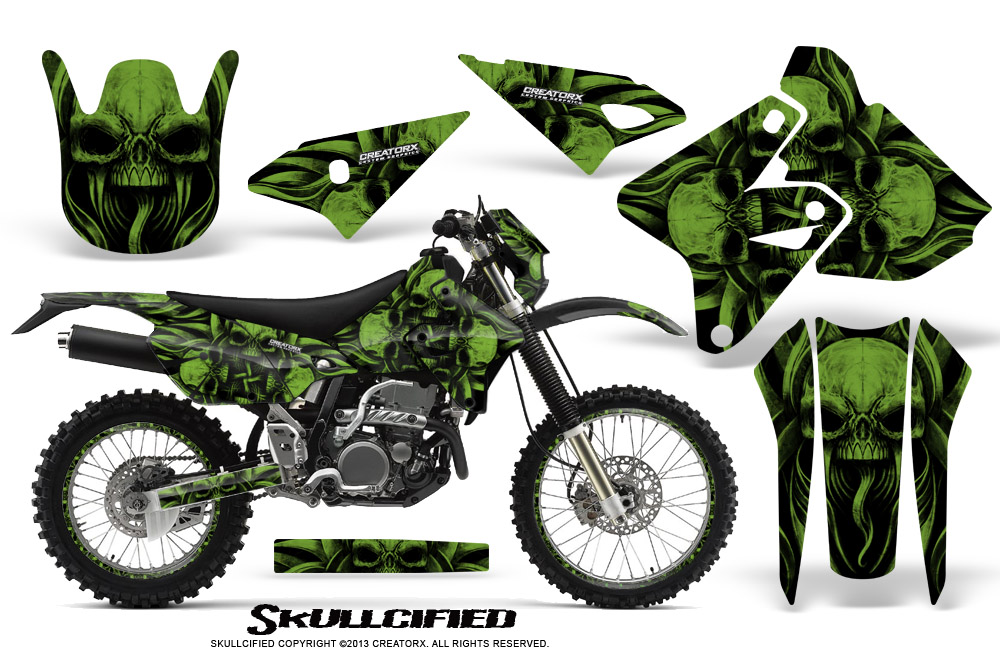 Suzuki DRZ400 Enduro Graphics Kit Skullcified Green NP Rims